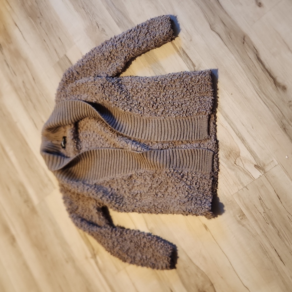 Express fuzzy cardigan open front taupe brown XS